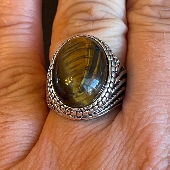 Cool tiger eye stone S925 silver ring size 9.25 - Picture 9 of 9